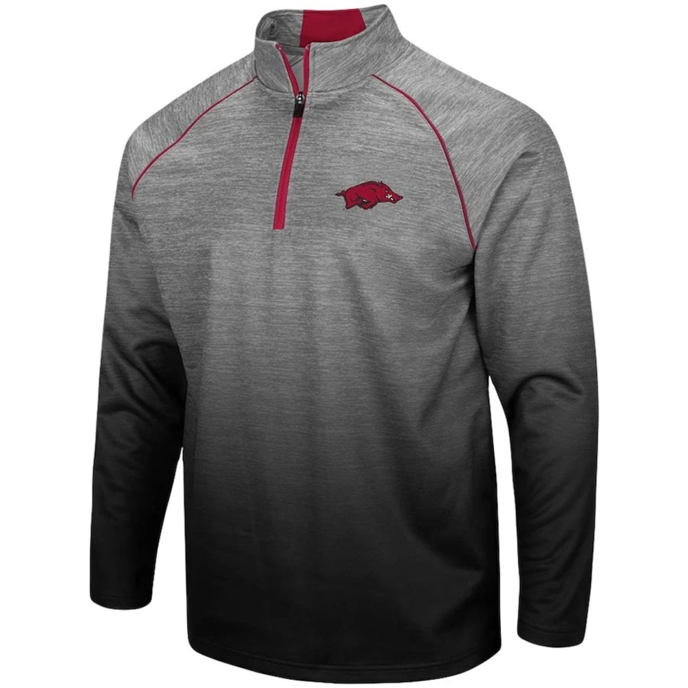 NWT Arkansas Razorbacks Colosseum Sitwell Quarter-Zip Pullover Jacket Gray Men S
